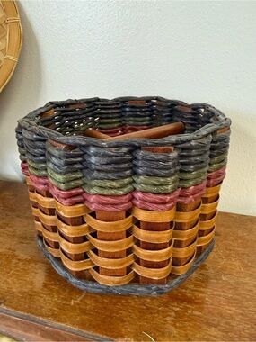 Vintage Fox Creek Basket Co. Divided Basket Organizer Lazy Susan Americana USA
